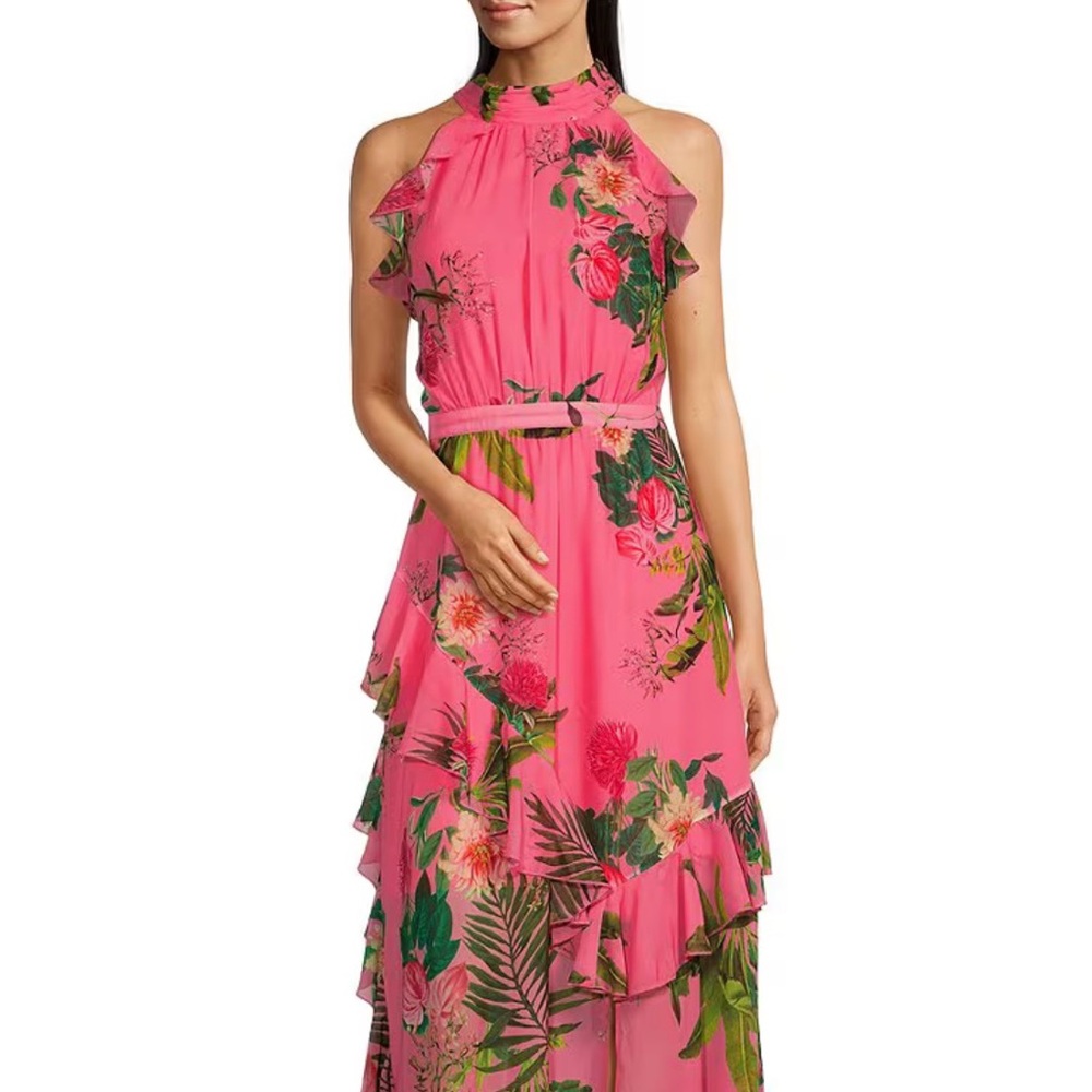 Tropical Formal Beautiful Maxi Dress by Alex Marie 6 Petite NWT